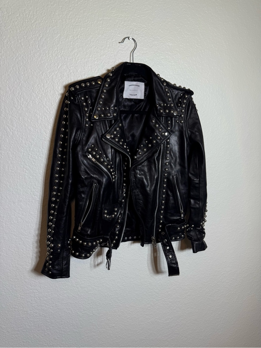 Understated Leather Western Dome Studded Jacket in Black - Picture 5 of 10